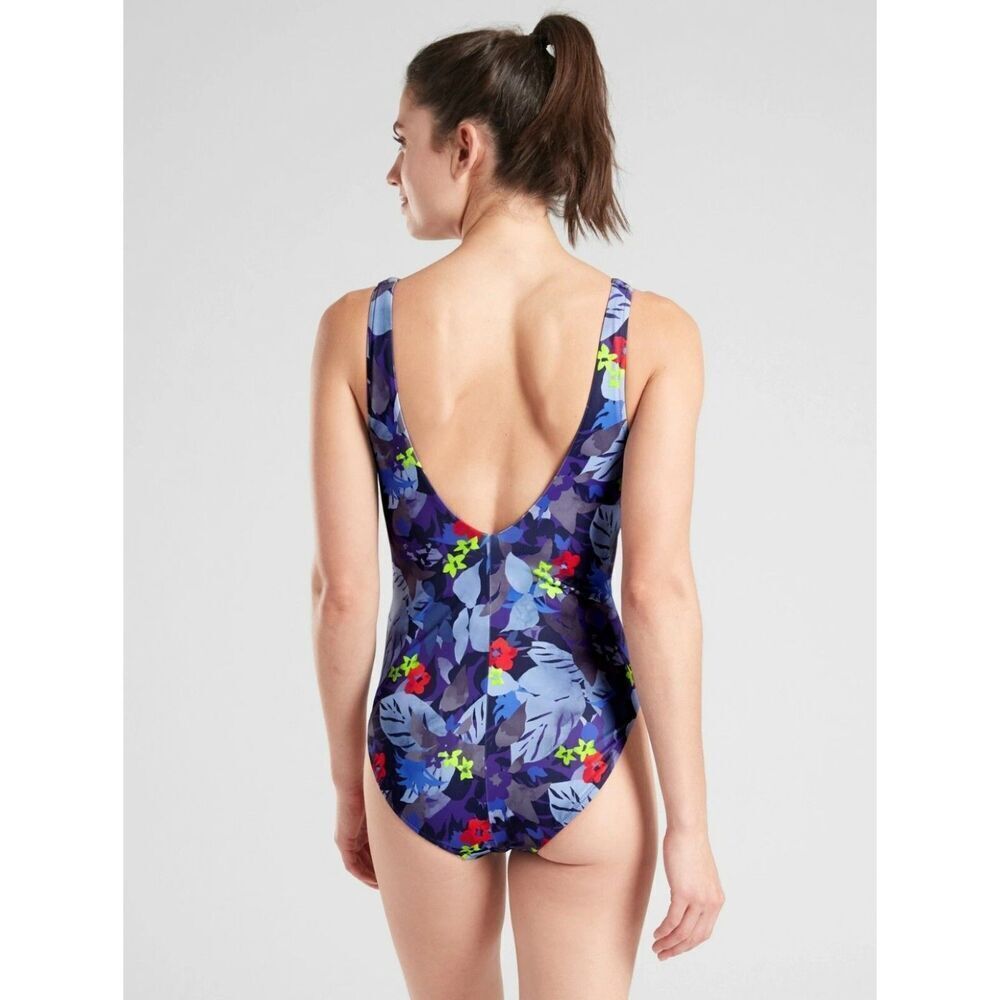 Athleta Women's Twilight Tropic V-Neck One Piece Swimsuit Size Medium - Picture 3 of 7